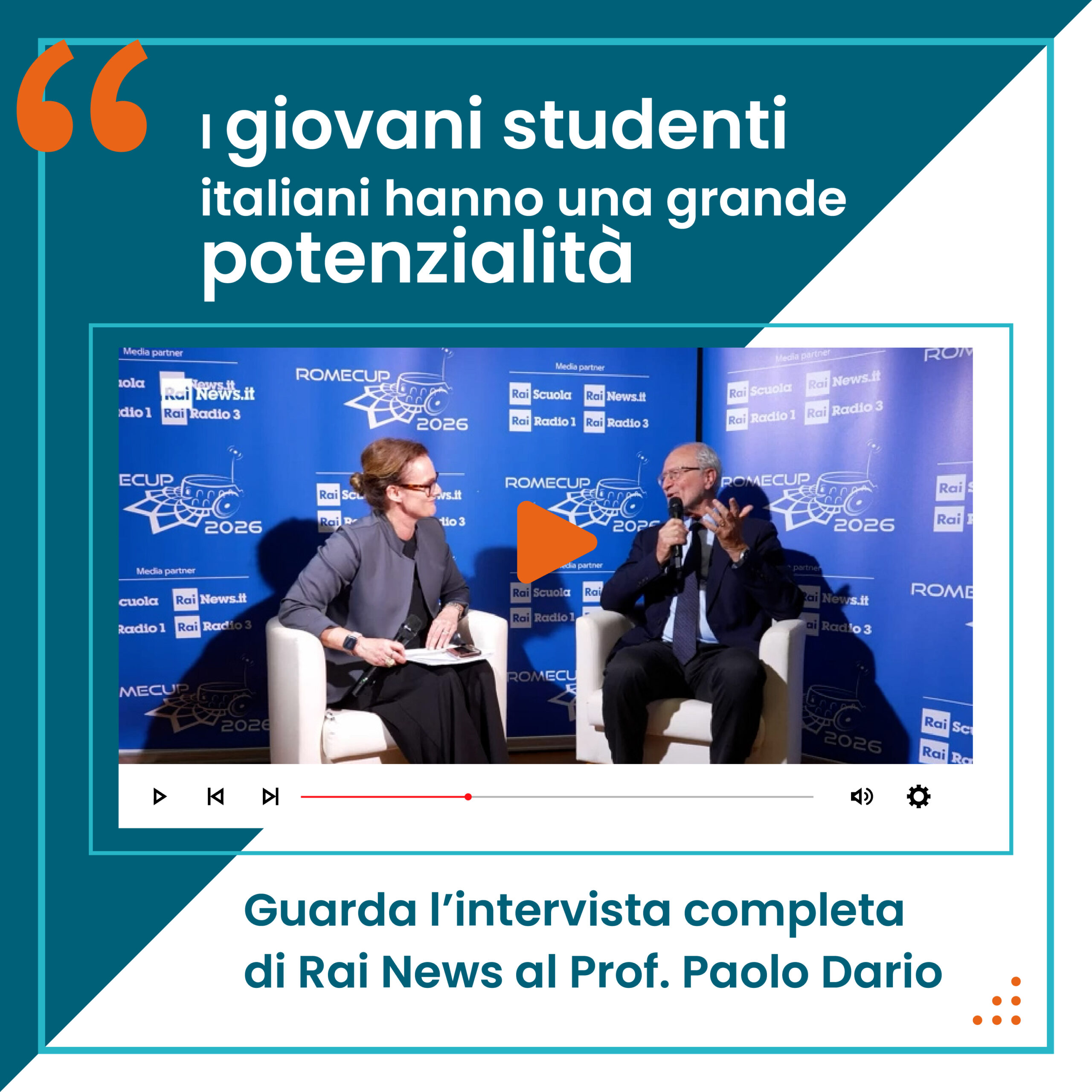 Dalla scoperta scientifica al mercato: Paolo Dario racconta a Rai News il ruolo dei giovani nella nuova filiera dell’innovazione